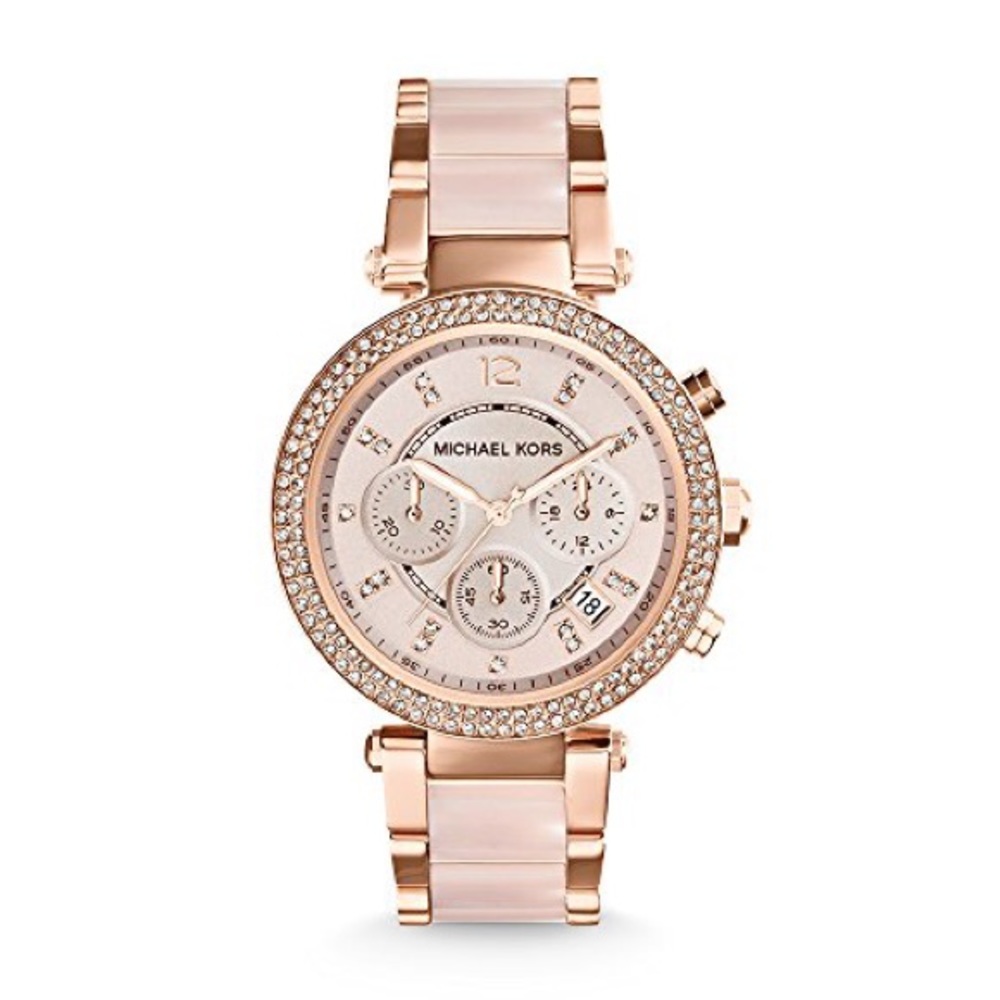 Michael Kors Blush & Rose Gold Watch & Earring Set